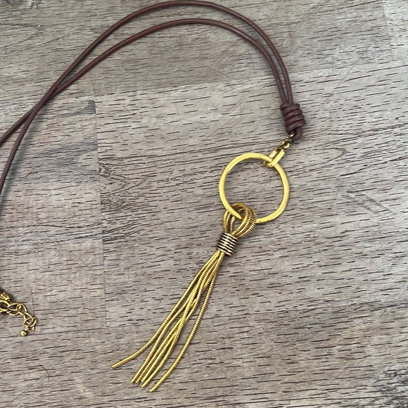 Paris Leather Chain Drop Necklace - Picture 4 of 7